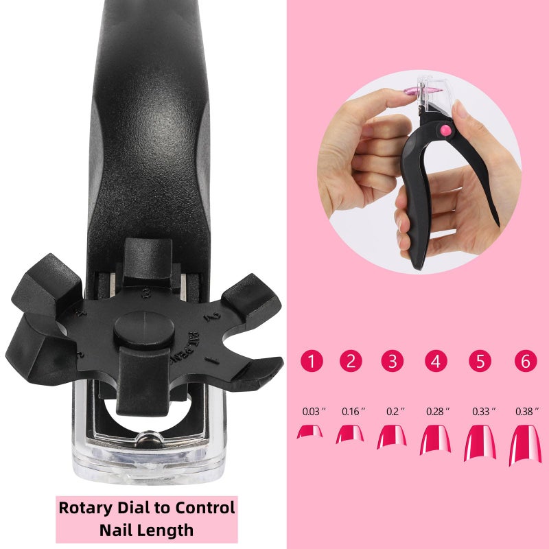 بي تي واي ام اس مقص أظافر أكريليك مكون من 3 قطع، قاطع طرف أظافر قابل للتعديل مع أداة قياس وملتقط، مقص أظافر صناعي من الفولاذ المقاوم للصدأ للأظافر الأكريليك مع مقياس طول - Image 3